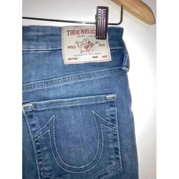 True Religion Maisie Hi-rise Denim Shorts Raw Hem Medium Wash Size 28 - Picture 7 of 12